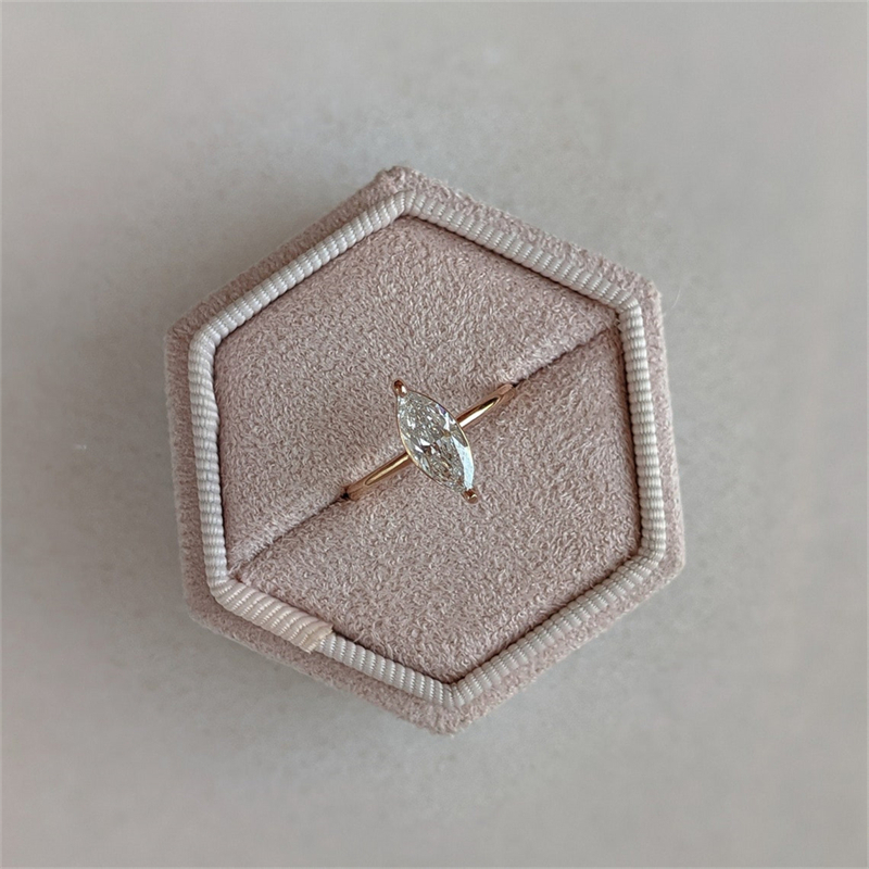 Jewelry 14K Rose Gold 1.0 Carat Marquise Solitaire Simple Style Engagement Ring For Women E VS1 IGI Certificate Lab Diamond Gold Ring