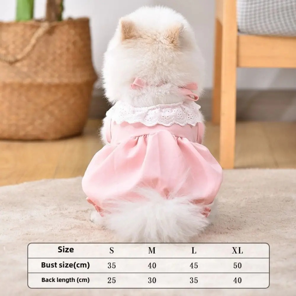 Summer Solid Color Cat Princess Dress Breathable Soft Cat Lace Skirt Elastic Thin Cat Dog Costume 250326