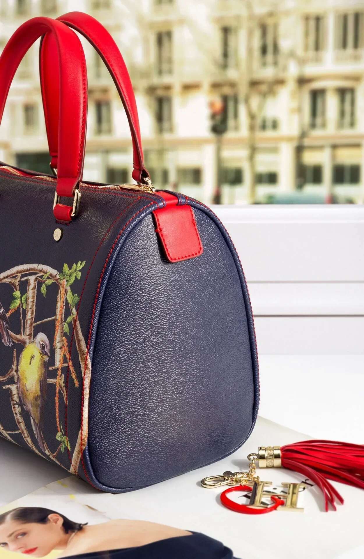 CILMI HARVILL CHHC Brand Annual Portable Boston Bag Pillow Shape Wer Bird Pattern Design Zipper Metal Decorationcapacity