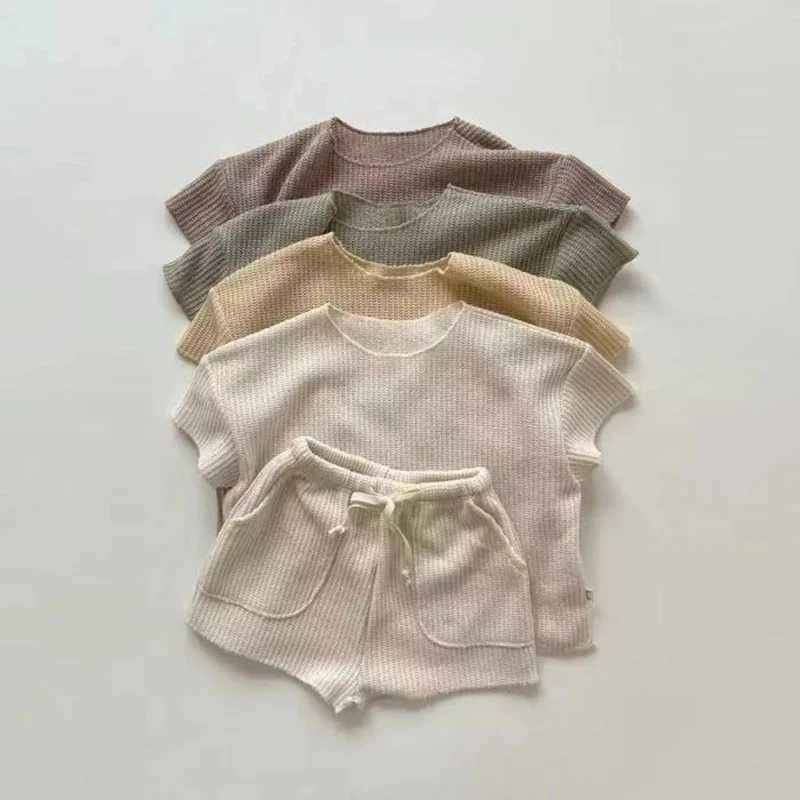 New childrens clothing set spring and summer childrens T-shirt+shorts newborn baby casual jogging set 2-piece set for children boys and girlsT250327