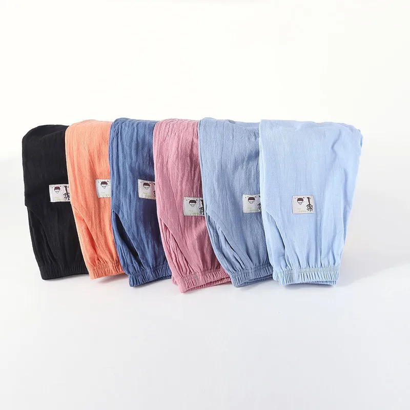 Childrens Trouser Boys and Girls Cotton Linen Elastic Waist Solid Color Summer Clothing Pants 250325