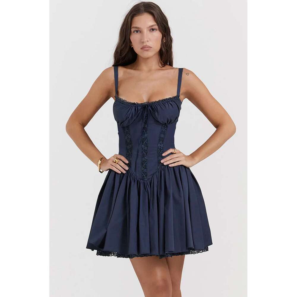 Lace ral Corset Short Sexy Dress Women's Slip White Yellow Casual Bandage Dresses Female Clothing Party Birthday Summer 2025