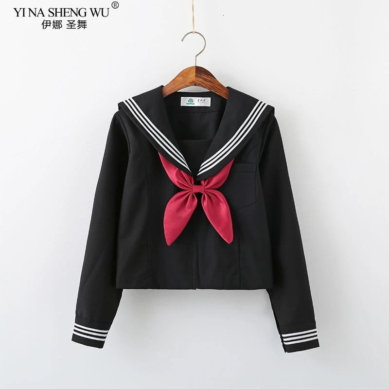 Black and white JK summer short sleevedlong sleeved Japanese school uniform girl sailor suit pleated skiing COS clothing 250326