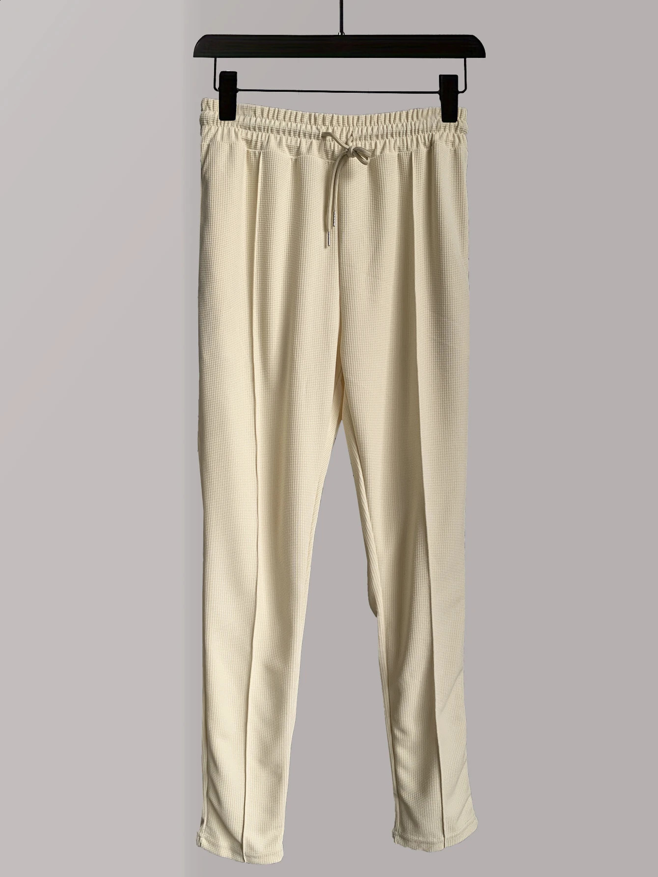 Mens Stylish Waffle Pants - Casual Sports Slim Fit with Adjustable Drawstring Secure Pockets for All Seasons - Perfect Outdoor 250317