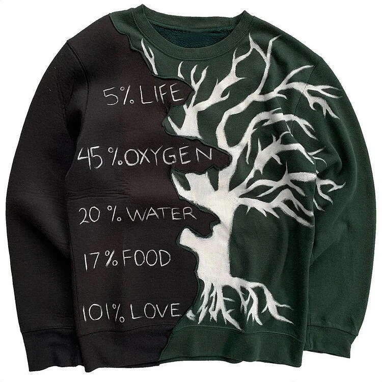 Y2K American style new dark Harajuku patch fabric splicing round neck unisex loose pullover hoodie gift for man