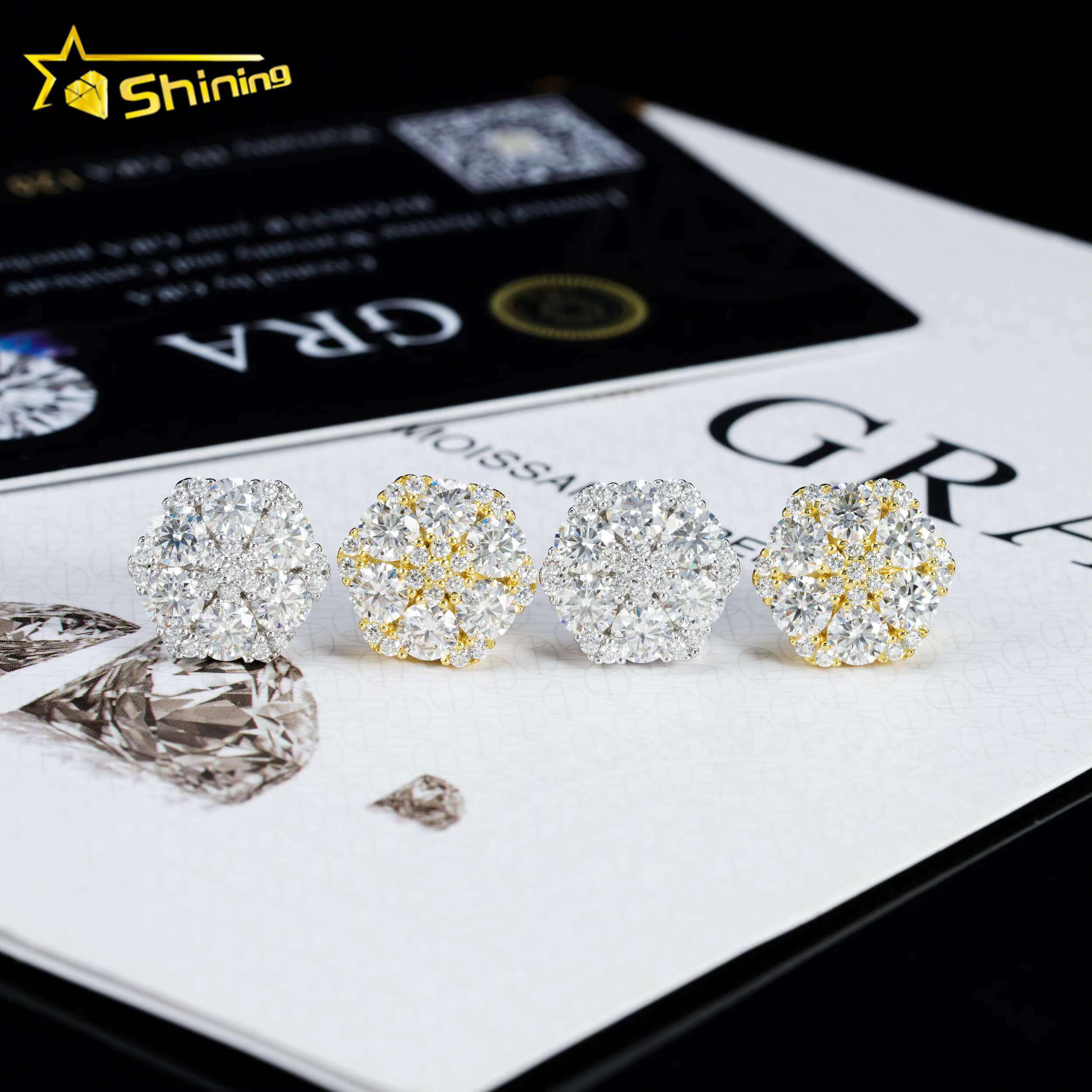 Screw Back Fashion Earring Fine Jewelry 925 Sterling Silver Gold Plated VVS-FL Moissanite Diamond Stud Earrings Ready to Ship