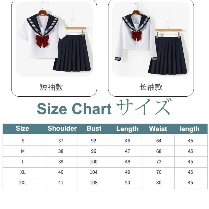 White Navy Sailor Set School Girls Uniform Japanese Seifuku Student Female Sexy JK Fold Dress 250326
