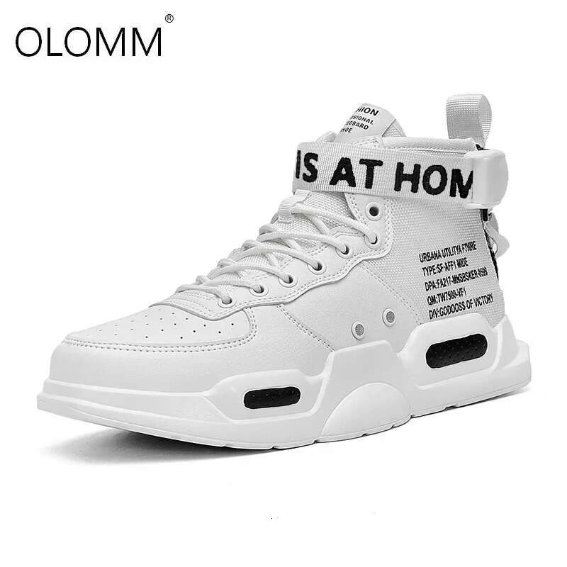 Designer Shoes Men's High Top Fashionable Leather Sports Shoes Trend Comfortable Casual Outdoor Anti Slip Breathable Men's Shoes 39-48 White
