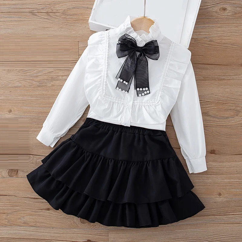 3-12 Years School Girls White Black High Waist Pleated Skirt Toddler Teenage Girl Short Skirts Kids Skirts Children Clothes 250326