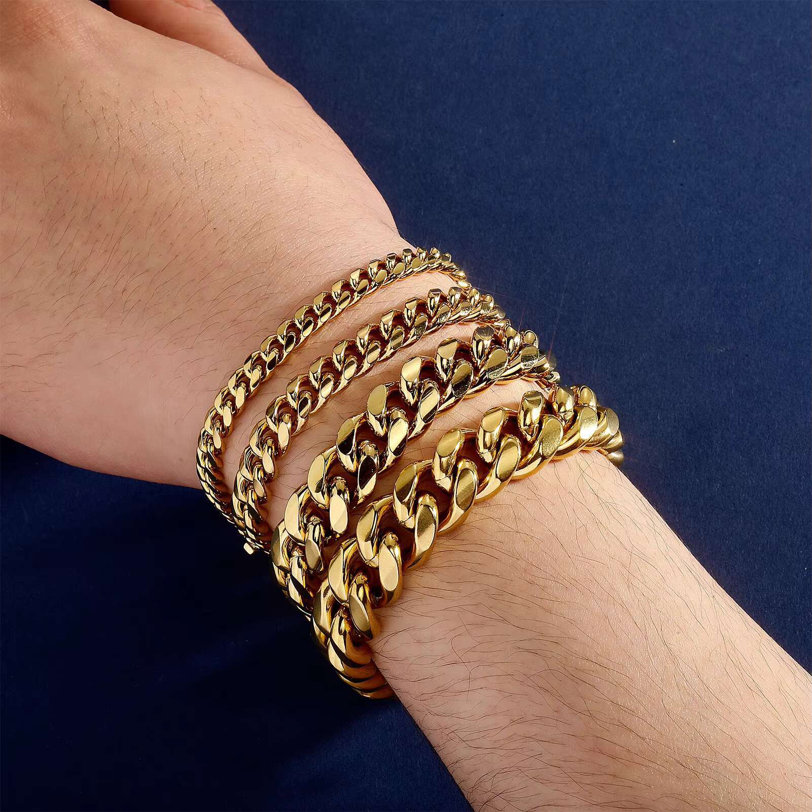 Real 14K Gold Filled Miami Cuban Link Curb Necklace Stainless Steel 6/8mm Solid Diamond-Cut for Men and Women Gift Option
