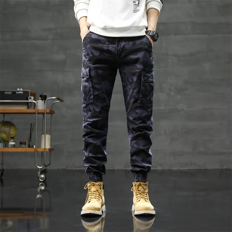 Korean style street clothing products mens ultrathin pants suitable for cotton stretch jogging red camouflage casual fashion trend 250327