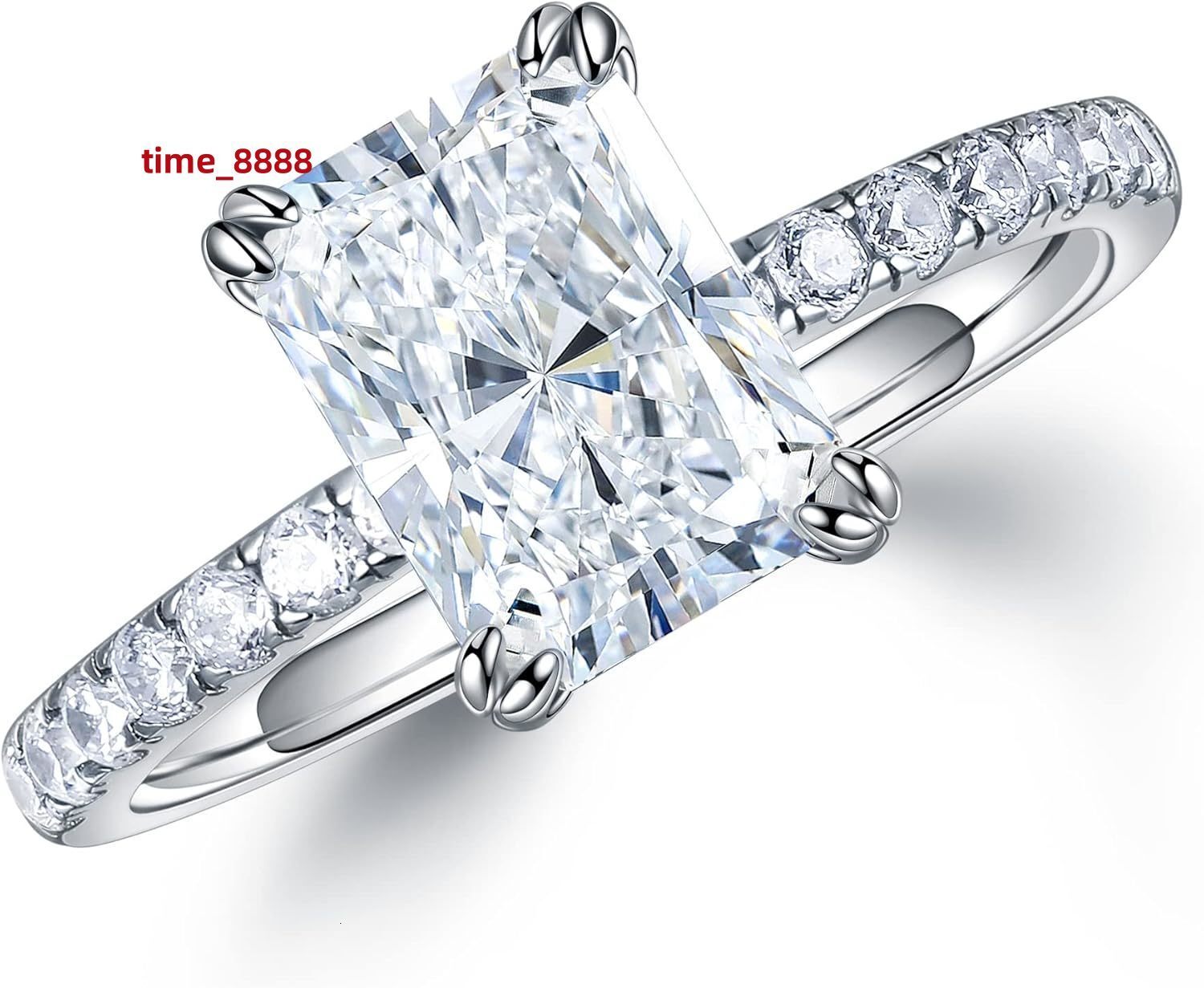 MOOSEA 2ct Radiant Cut Moissanite Rings for Women D C olorV VS1C larityL abC reatedM oissaniteW eddingR ingsf orW omen1 4KW hiteG oldP latedM oissanit