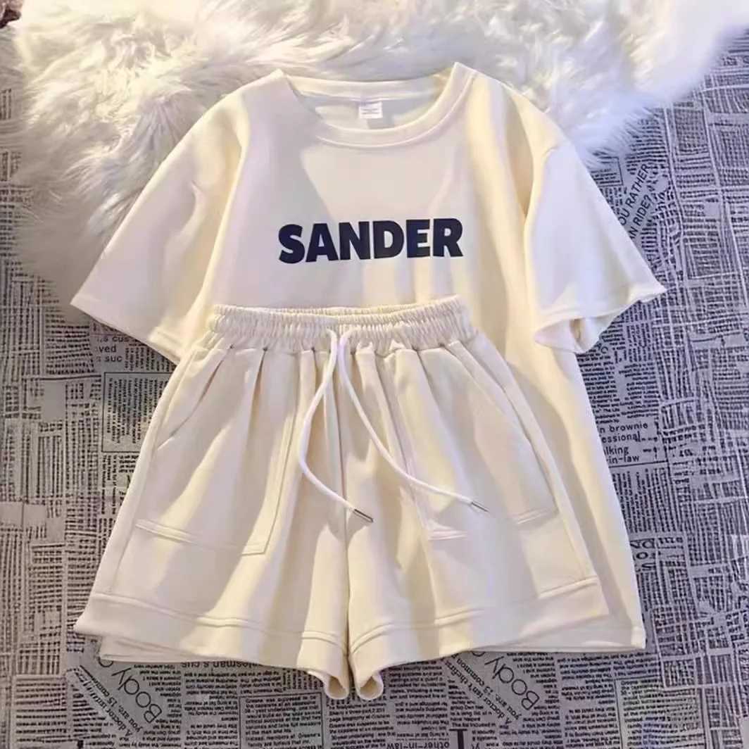 Summer childrens clothing set letter printed short sleeved T-shirt and shorts 2-piece set childrens topT250327