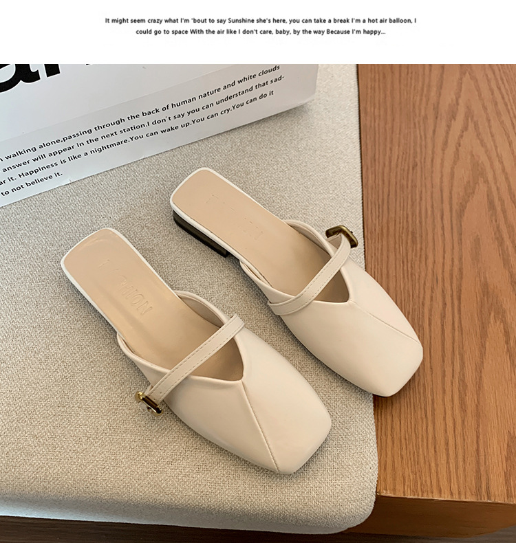 Slippers Low heel cooldown free Shipping Thick heeled half slippers Baotou sandals Shallow mouth sandal soft leather Slipper Female outdoor wear 2025 