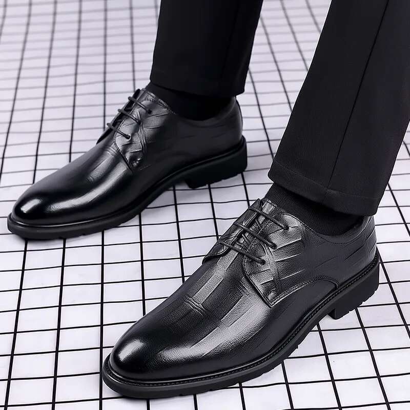 Men's Al Toe Derby Shoes, Lace-up Front Dress Shoes For Men Office Business Formal, Black Tie Optional Events