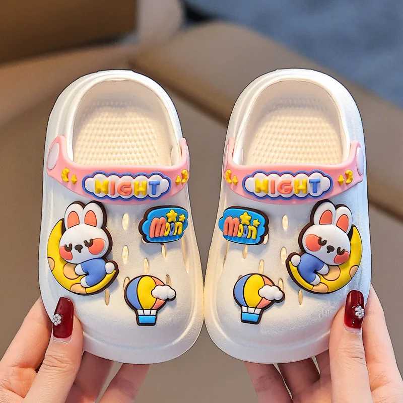 Slipper Cute rabbit bear beach slider suitable for childrens summer soft soled girls boys zippered shoes EVA anti slip childrens slider S25326