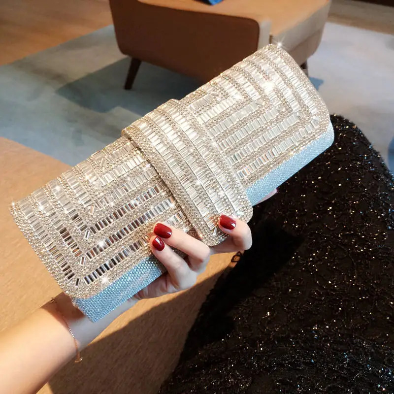 Factory direct diamond three discount dinner bag handmade bracelet wedding party crystal night clutch 250326