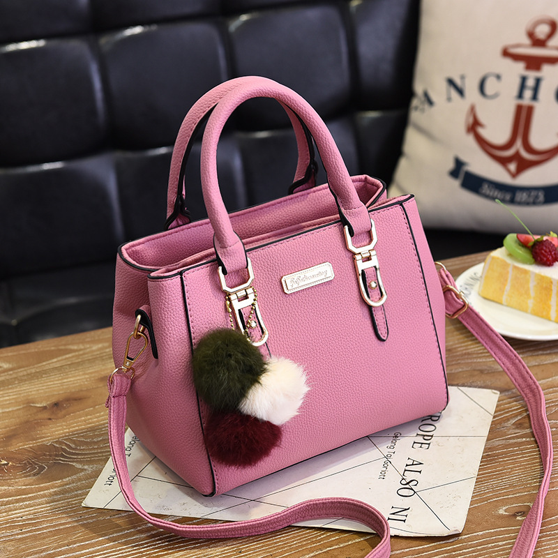 Bag women's new fashion single shoulder small bag double large capacity hairball hand oblique span women's bag