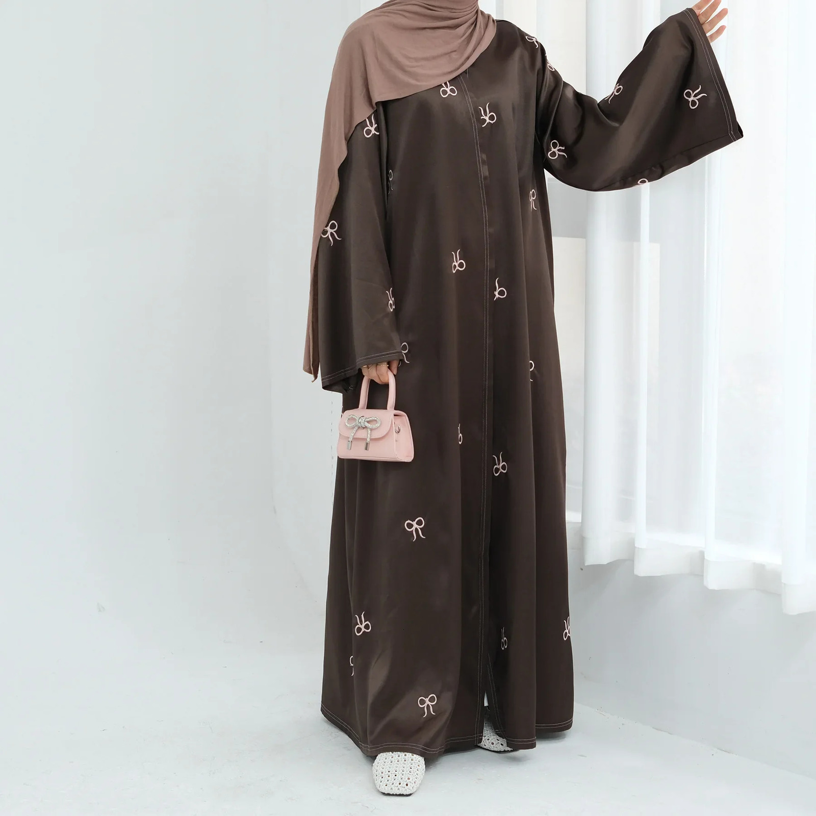 Butterfly y Dubai Abaya Kimono y Muslim Dress Open Abayas Women Islamic Clothing Kaftan Headband Ramadan 250326