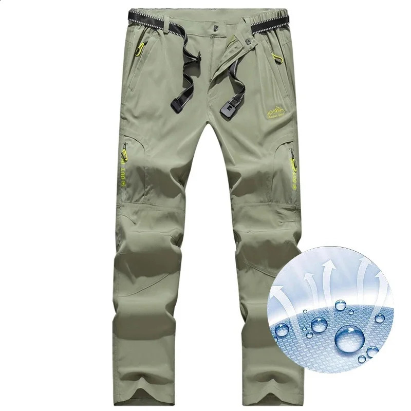 Outdoor Ice Silk Quick Drying Pants for Mens Summer Thin Elastic Breathable Sprint Pants Mountaineering Pants Loose Sports Casu 250317