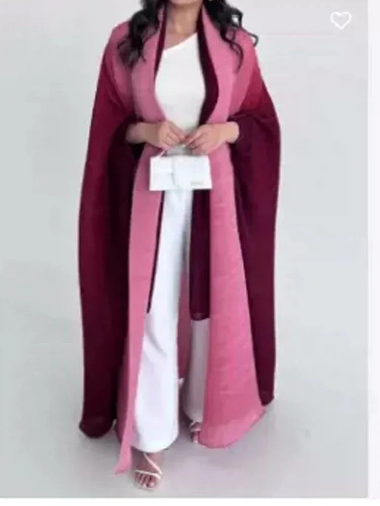 Muslim Abaya womens batsleeved pleated gradient cardigan cashmere sweater autumn Dubai plus size y jacket 250326