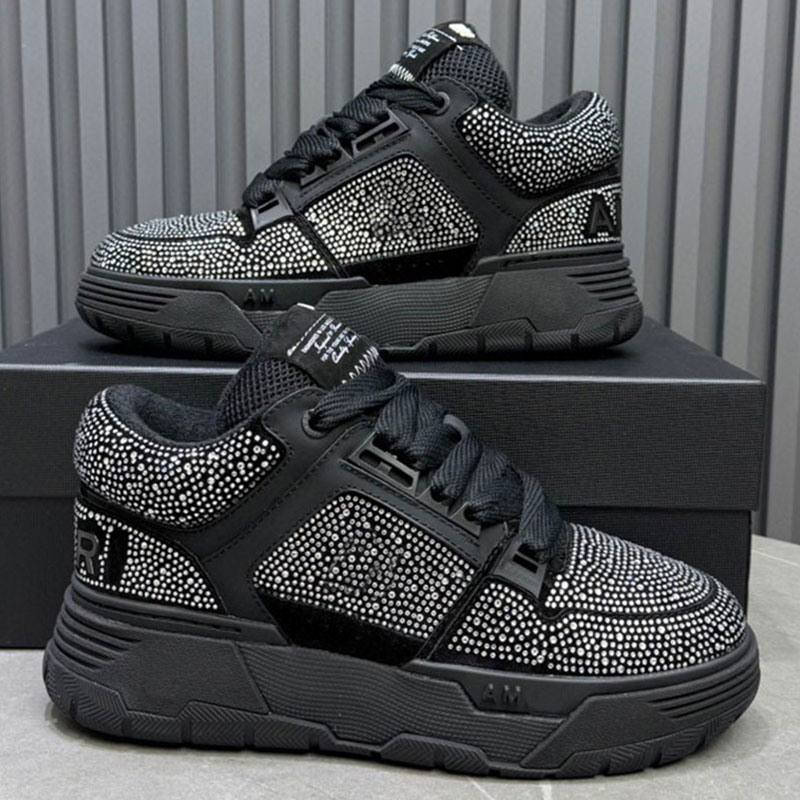 25SS Designer Women MA-1 Sneakers Men MA1 Sports Rubber Sole Crystal Inlaid Leather Upper Breathable Comfortable Towel Inner Brand Womens Casual Shoes