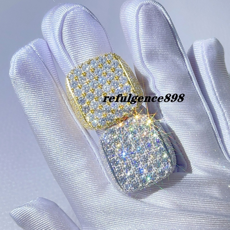 GRA Certificated Pass Diamond Tester Hip Hop Sterling Silver Moissanite Ring Men VVS