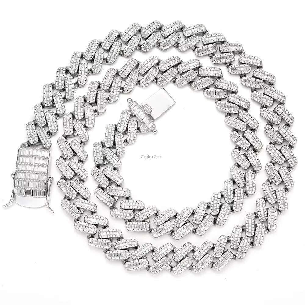 Hip hop chilled pure sier pyroxene long stick cubic zirconia 14k gold-plated Cuban men's chain