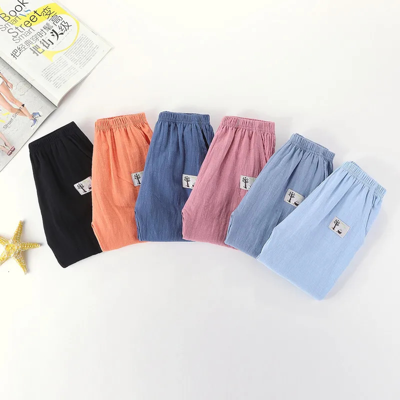 Childrens Trouser Boys and Girls Cotton Linen Elastic Waist Solid Color Summer Clothing Pants 250325