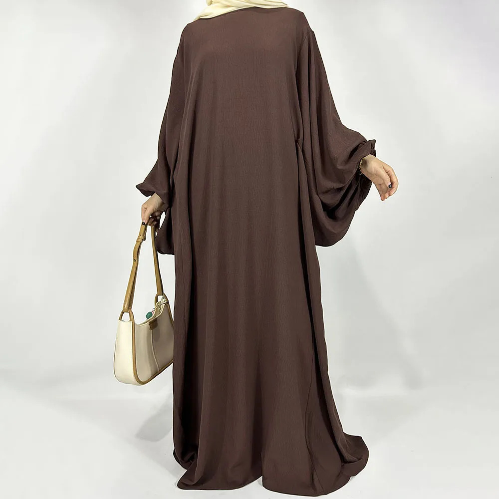 balloon sleeves Abaya jazz crepe wide sole loose EID Ramadan Dubai Muslim women wholesale Islamic clothing humble dress 250326