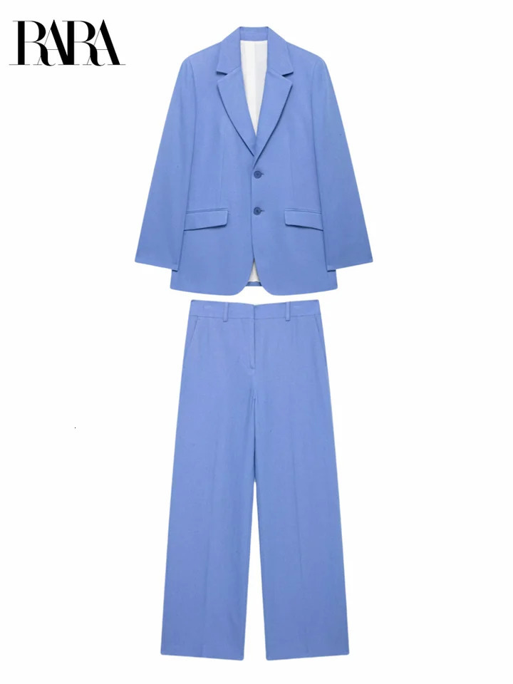 Pair the RARA womens lapel button jacket with matching Trouser set to create a fashionable and professional style 250326