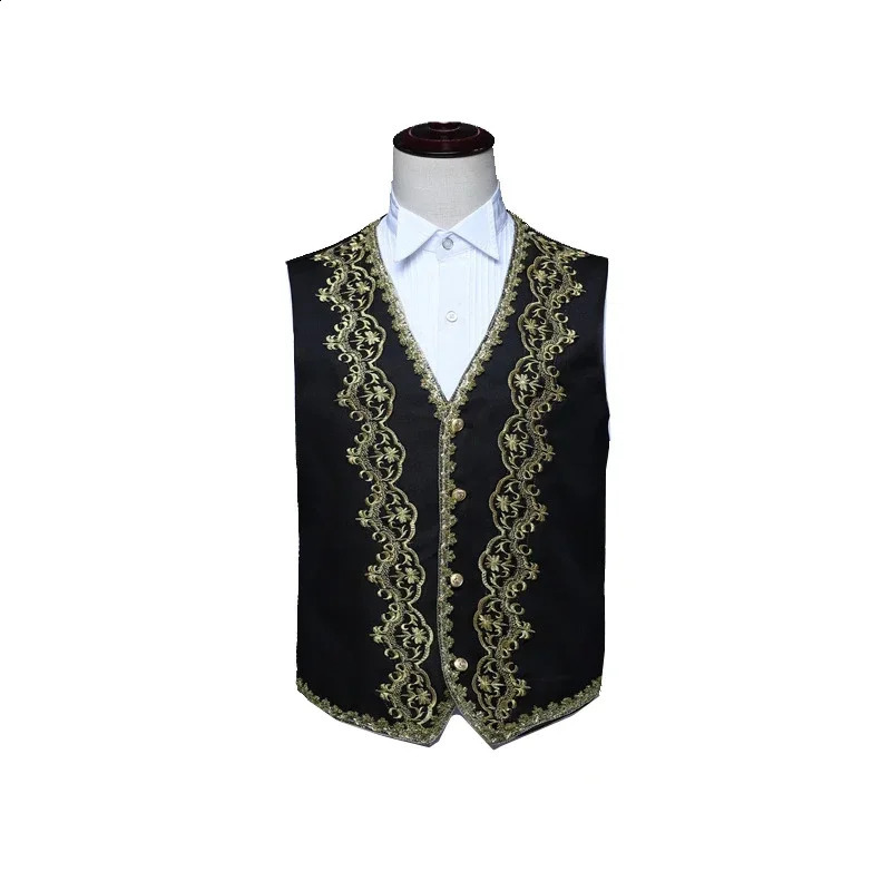 European gold retro tailcoat mens standing collar y set three piece opera stage costume 250326