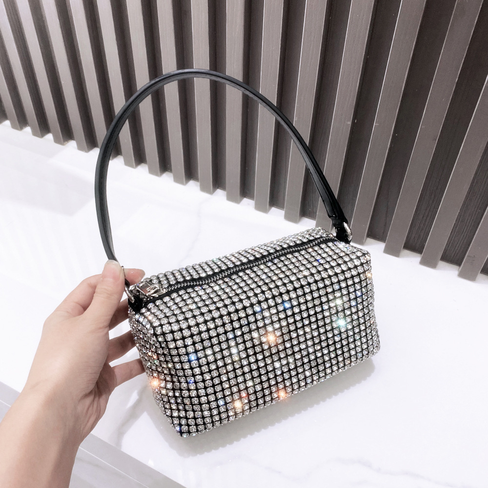 Women S Full Of Diamonds Hand Held Single Shoulder Shiny Rhinestone Crossbody Bag Handmade Bag With Diamond Inlay Women S Handbag