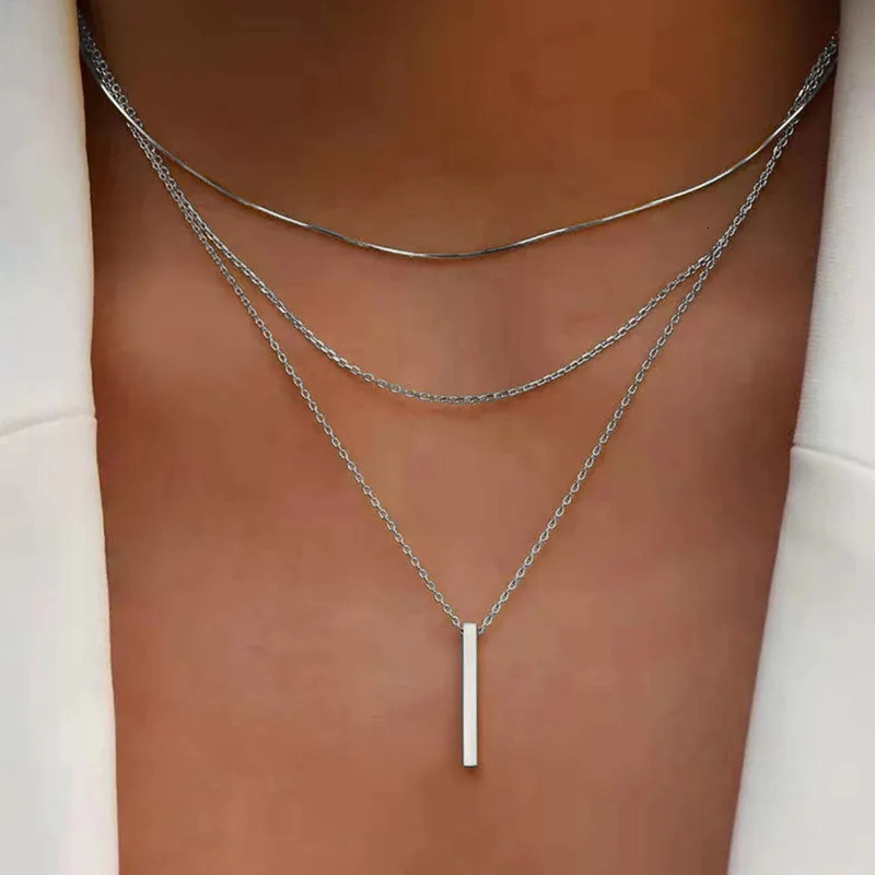 Vintage Bohemian Multi layer Minimalist Necklace Womens Pendant Chain Fashion Jewelry 250325
