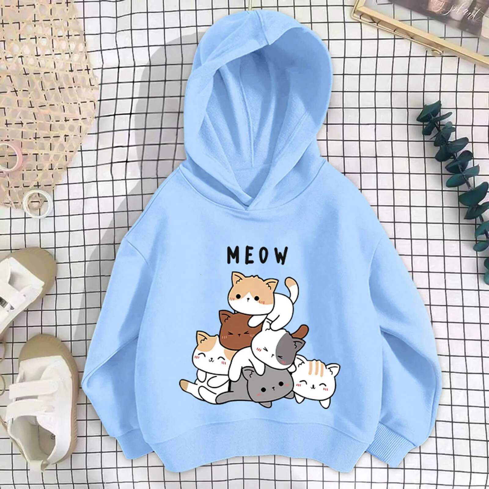 Ddmyshoesvip Cute Print Kids Hoodies Casual Boy Girls Hooded Sweatshirt Spring Autumn Children Hoodie Pullover Top