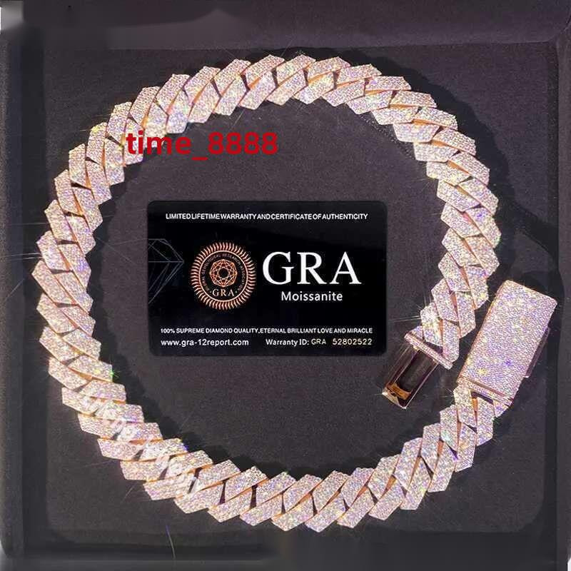Sier VVS Moissanite Jewelry Rose Gold Plated Cuban Chain Hip Hop Necklace for Men and Women