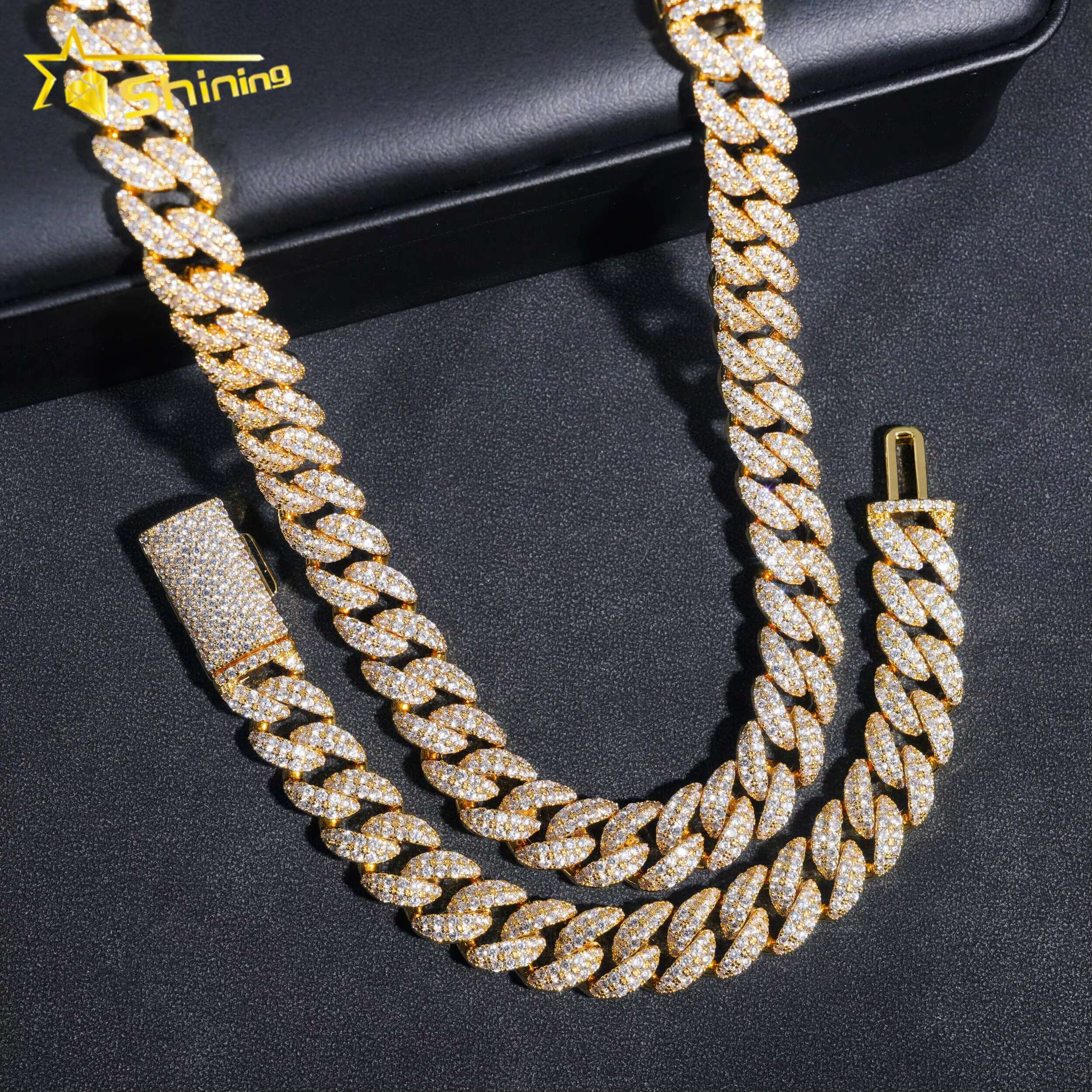 Shining High Quality Fashion Hip Hop 12MM Width 5A CZ Cuban Link Chain Iced Out Cuban Necklace and Bracelet