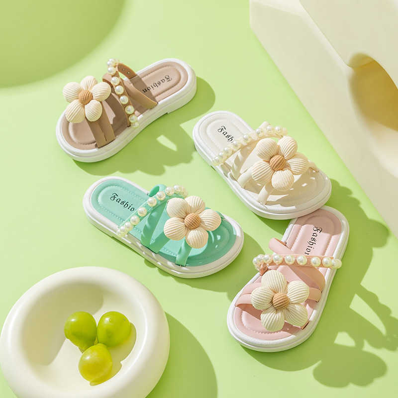 Slipper Cute childrens slippers summer new style girls super cute soft bottom indoor anti slip beach vacation baby wear-resistant cool mop S25326