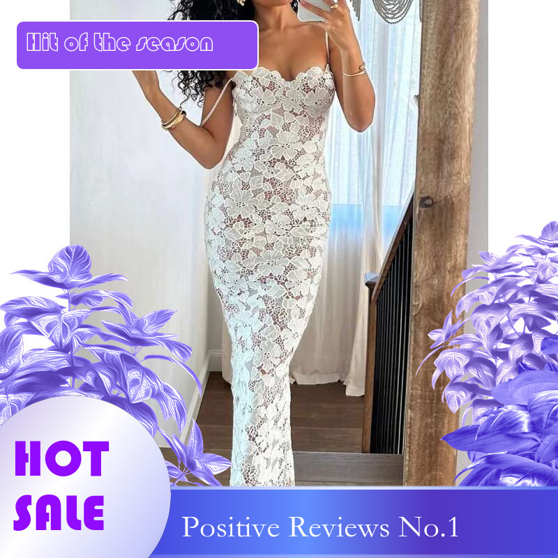 Dongdumaoyi Sexy Kant Temperament Hip Spaghettibandjes Backless Slit Lange Jurk Elegante Hoge Gevoel C