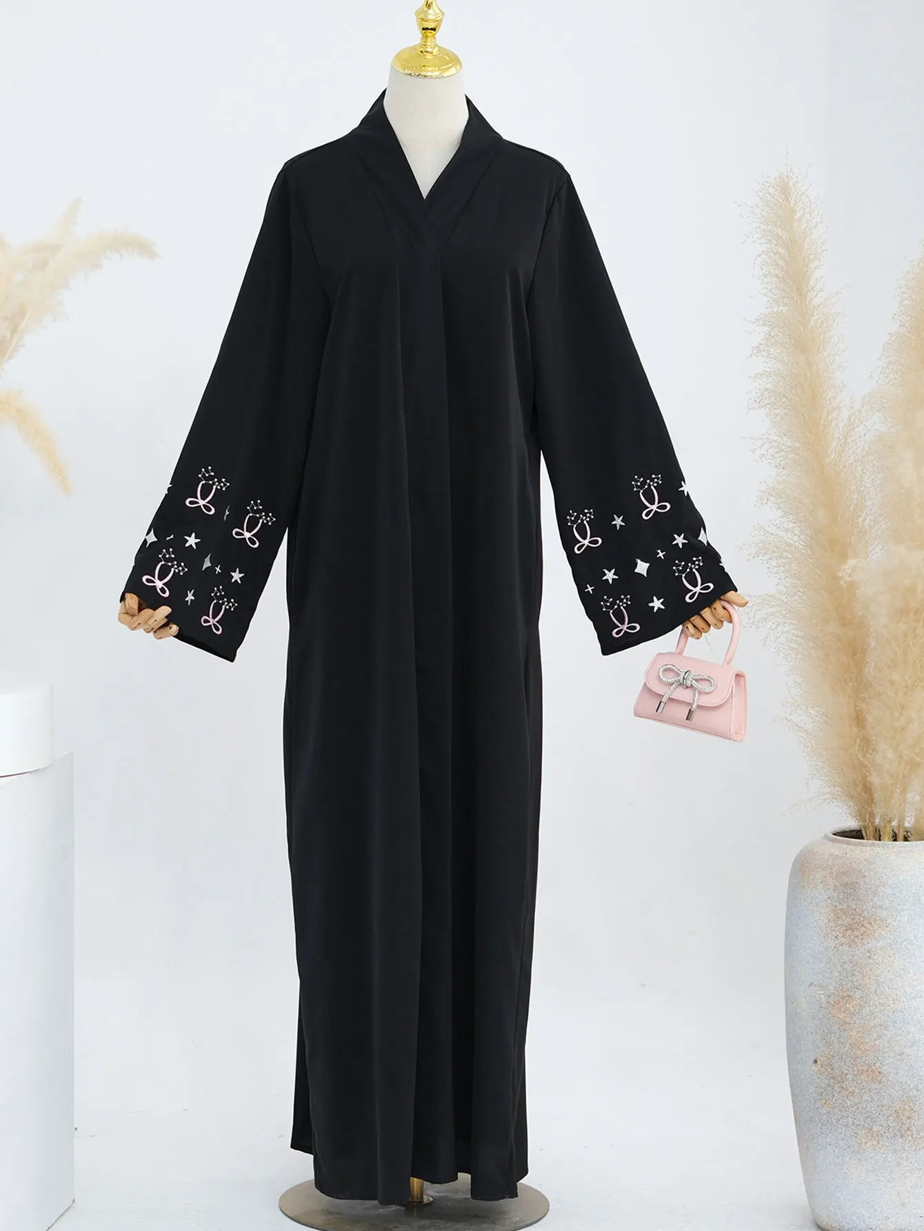 Muslim Abaya Womens ed Open Collar cardigan Dubai Abayas Kaftan Islamic Arab Vishidos 250326