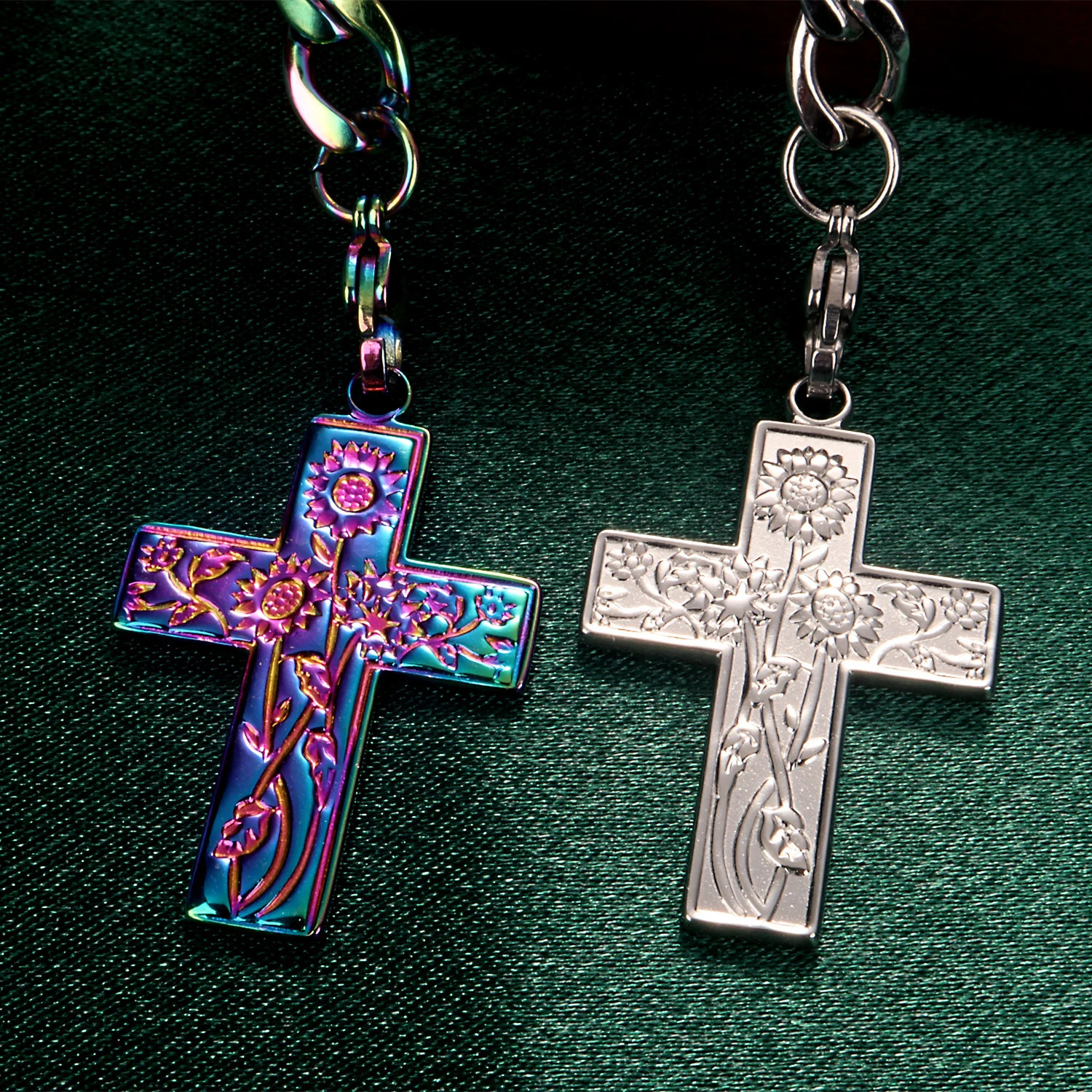 Heart shaped cross chain necklace womens punk rock stainless steel 003 long jewelry gift adjustable large charm 250325