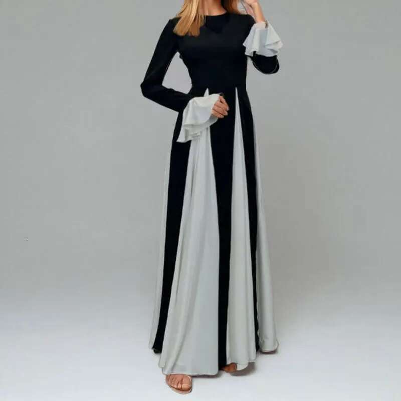 Dongdumaoyi Lente Damesmode Elegante Spaghetti Band Kleurblok Losse Flare Vakantie Taille Knipperende Jurk C