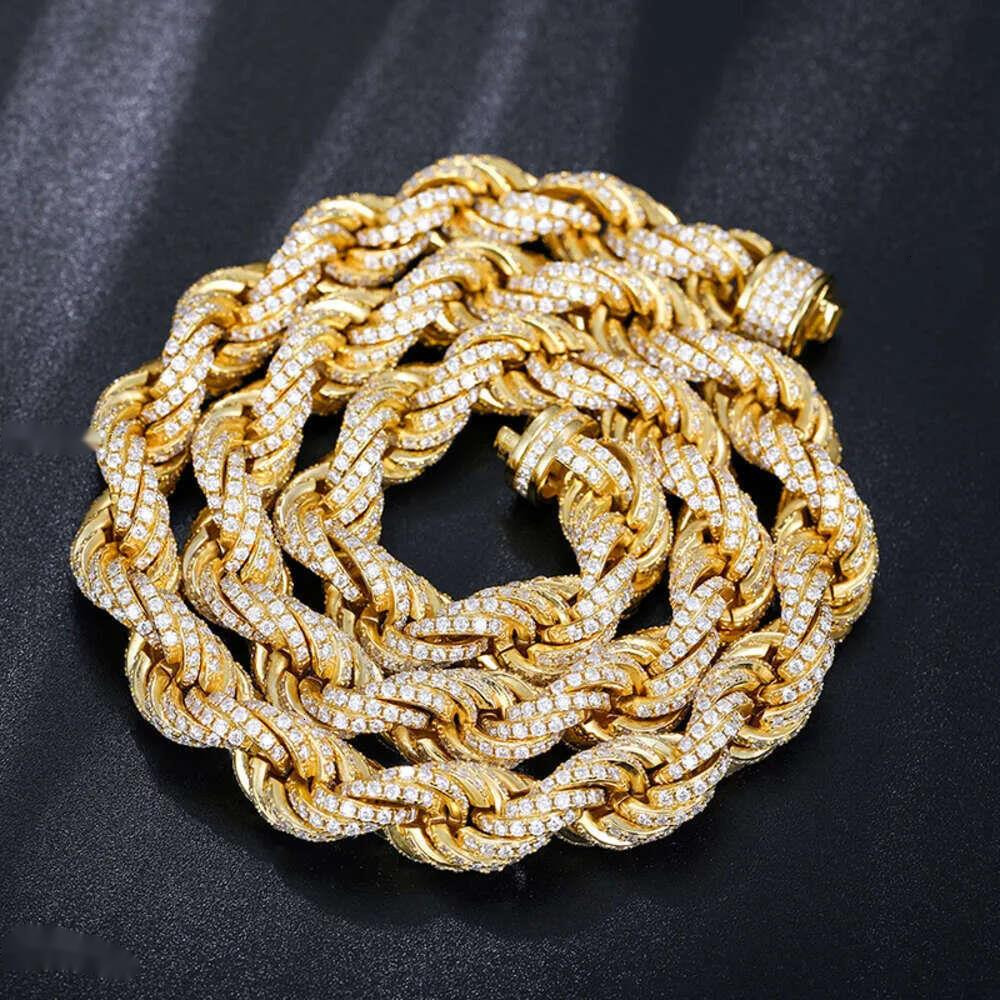 Designer Cuban k Chain Fasion Jewelry Pass Dia Tester 8mm 12mm Full Vvs Moissanite Iced Out Rope Chain Men Women Hip Hop Jewelry Twisted Necklace