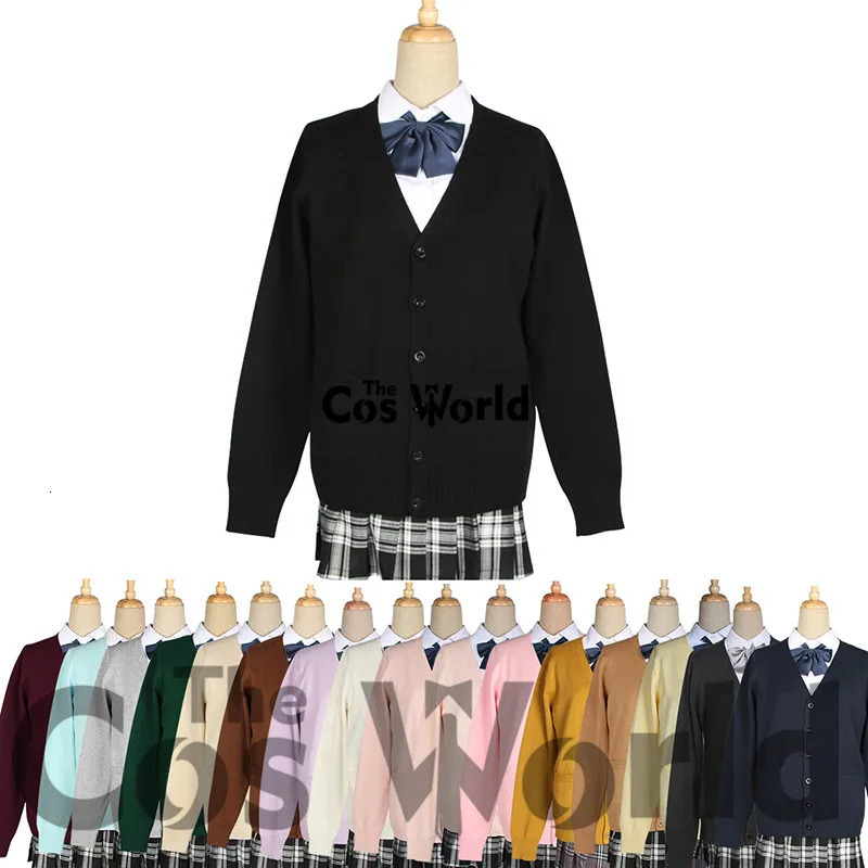 XSXXL Spring and Autumn Womens Long sleeved Knitted Cardigan Vneck Sweater Jacket Suitable for JK School Uniform Student Clothing 250326