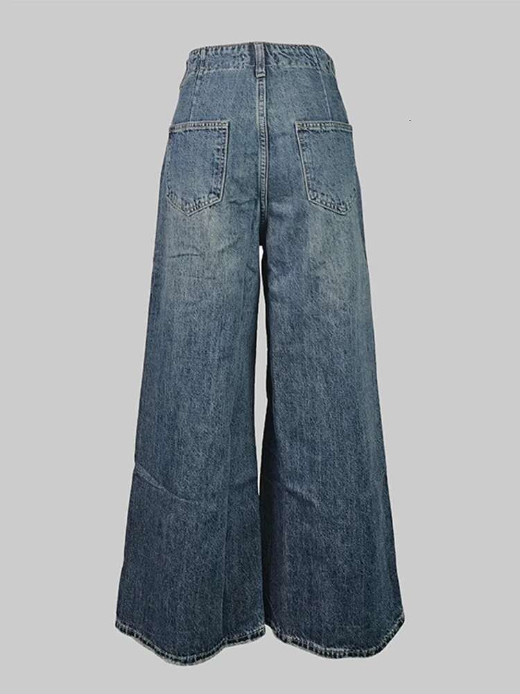 Modigirl Women's Fall Distressed Jeans 2024 New Spring Summer Fashion High Waist Wide Leg Loose Pockets Casual Pants Bottoms