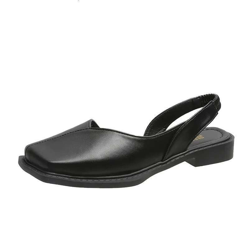 Closed Toe Sandals Fashion Womens Shoes Suit Female Beige Med Block Low heel Shallow Mouth Black Summer Sandalias