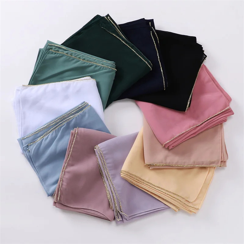 Water Diamond Chiffon Headscarf Veil Ramadan Long Scarf Necklace Shawl Womens Sunscreen Headscarf Outdoor Windproof Headscarf Packaging 250322