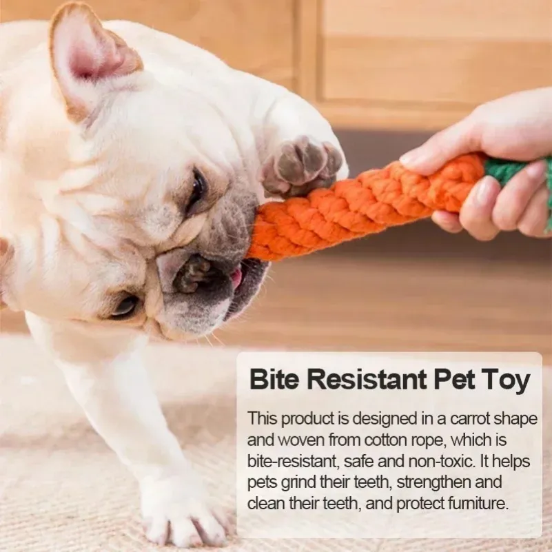 Dog Bite Rope Pet Dog Carrot Toys Cartoon Chew Toys Durable Braided Bite Resistant Puppy Molar Cleaning Teeth Cotton Rope