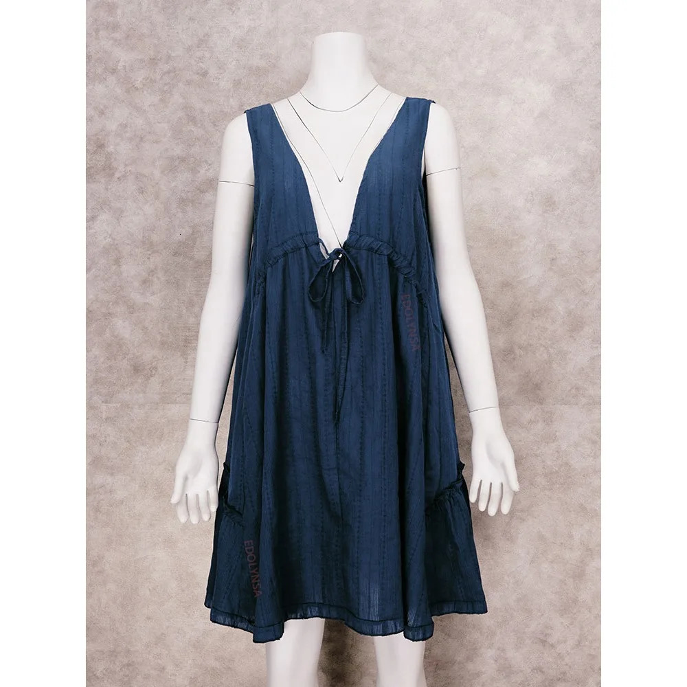 2025 Bikini Top Sexy Hanging Neck VBack Summer Beach Dress Yellow Cotton Tuned Womens Swimsuit 250321
