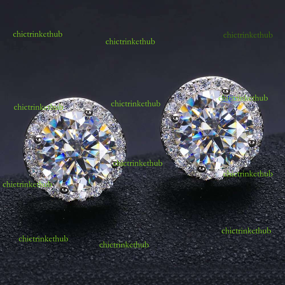 High-end luxury earrings Fine Jewelry Screw Back Women Gold Plated Sterg Sier Iced Out VVS Moissanite Dia Halo Stud Earrings For Men